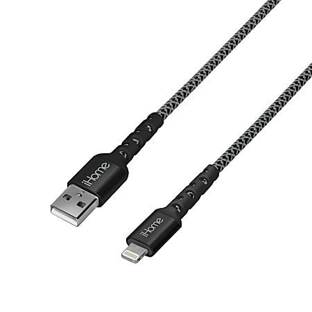 Lifeworks Nylon Braided Lightning-To-USB-A Cable, 6', Black