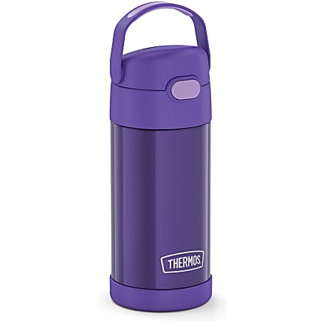 Thermos FUNtainer Water Bottle 12Oz - 12 fl oz - Purple - Stainless Steel, Silicone