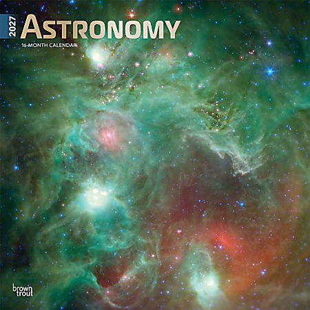 BrownTrout 2027 12" x 24" Hanging Monthly Square Wall Calendar, Universe Space Nasa Hubble Telescope