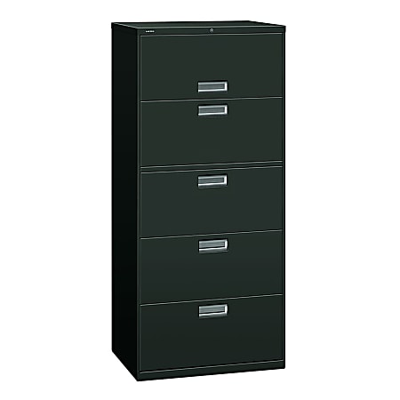 HON® 600 30"W x 18"D Lateral 5-Drawer File Cabinet With Lock, Charcoal
