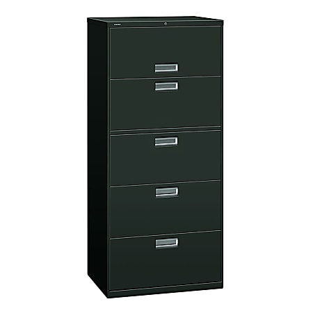 HON® 600 20"D Lateral 5-Drawer File Cabinet With Lock, Charcoal