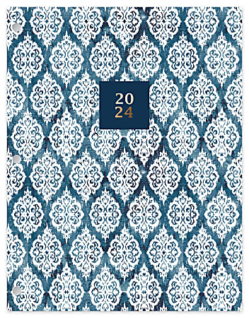 2024 Office Depot® Brand Monthly Planner, 8-1/4" x 10-1/4", Blue Floral, January To December 2024 