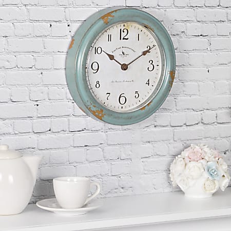 FirsTime & Co.® Patina Round Wall Clock, Aged Teal