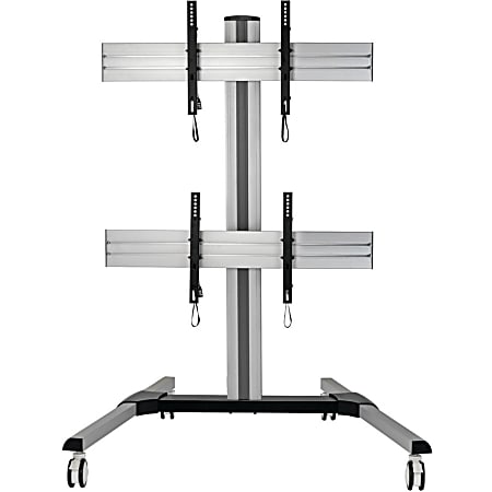 Tripp Lite Dual Screen Mobile TV Video Wall Cart Height-Adjustable 45-55in Heavy Duty - Up to 55" Screen Support - 264 lb Load Capacity - 67.7" Height x 32.9" Width x 27.6" Depth - Floor - Steel, Aluminum - Black, Silver