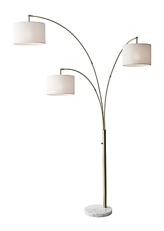 Adesso® Bowery 3-Arm Arc Floor Lamp, 83"H, Off-White Shade/White Base