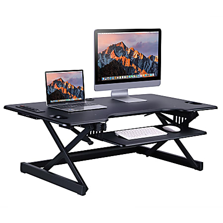 Rocelco SitStand Desk Riser 20 H x 45 810 W x 23 810 D Black - Office Depot