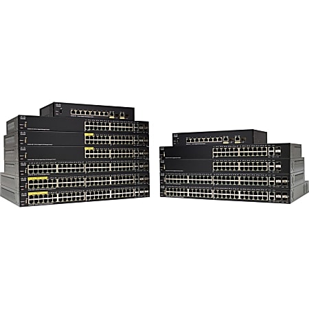 Cisco Small Business SF352-08P - Switch - L3 - managed - 8 x 10/100 (PoE+) + 2 x combo Gigabit Ethernet/Gigabit SFP - desktop - PoE+ (62 W)