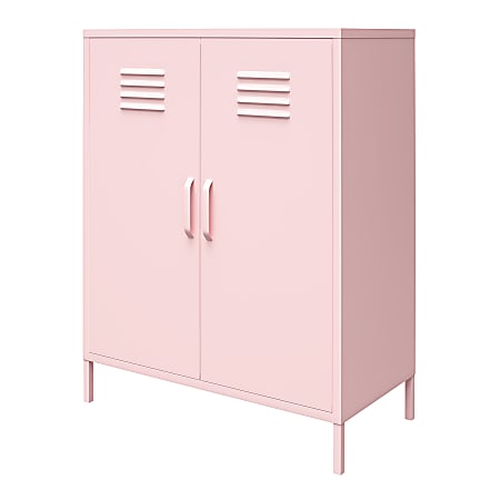 Ameriwood™ Home Cache 2-Door Metal Locker Storage Cabinet, 40”H x 31-1/2”W x 15-3/4”D, Pink