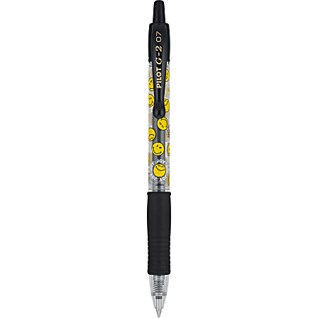 Pilot G2 | SmileyWorld Gel Pen, Fine Point, 0.7mm, Transparent Barrel, Black Ink, Single Pen