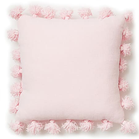 Dormify Lily Chenille Knit Tassel Square Pillow Blush Office Depot