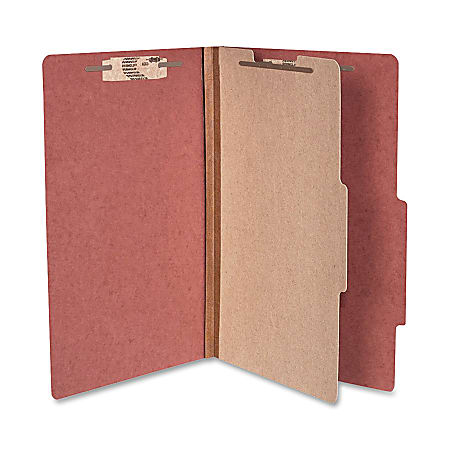 ACCO® Durable Pressboard Classification Folders, Legal Size, 2" Expansion, 1 Partition, 60% Recycled, Earth Red, Box Of 10