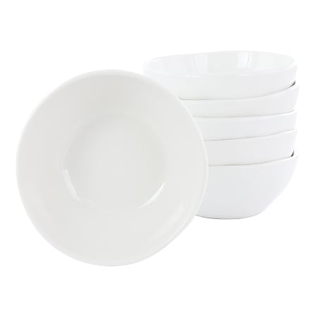 Our Table Simply White 6-Piece Organic Texture Porcelain Cereal Bowls, 6-1/4", White