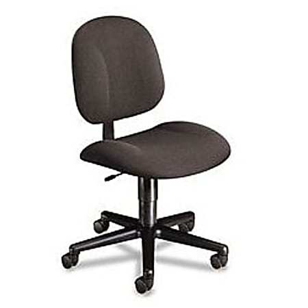 HON® H7901 Every-Day Pneumatic Task Chair, 38 1/2"H x 25"W x 27"D, Black Frame, Gray Fabric