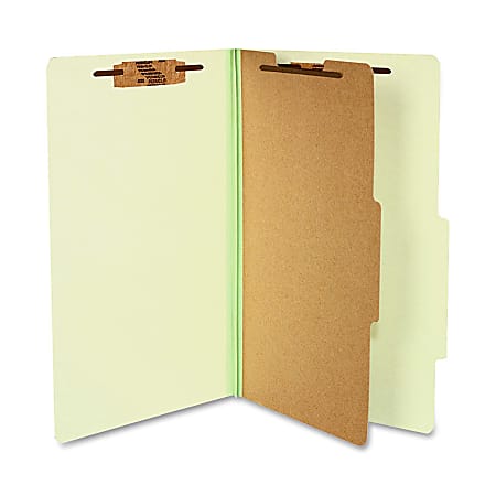 ACCO® Durable Pressboard Classification Folders, Legal Size, 2" Expansion, 1 Partition, 60% Recycled, Leaf Green, Box Of 10