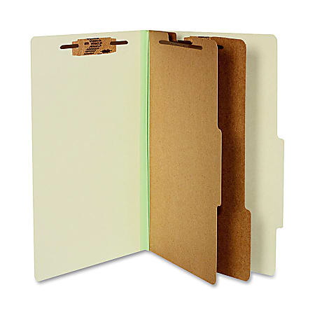 ACCO® Durable Pressboard Classification Folders, Legal Size, 3" Expansion, 2 Partitions, 60% Recycled, Leaf Green, Box Of 10
