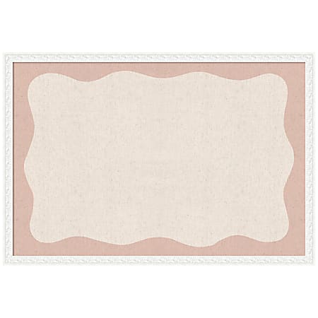 Kate and Laurel Framed Fabric Pinboard, 38 x 26,&amp;nbsp; Printed Linen Pattern, Bethany White Frame