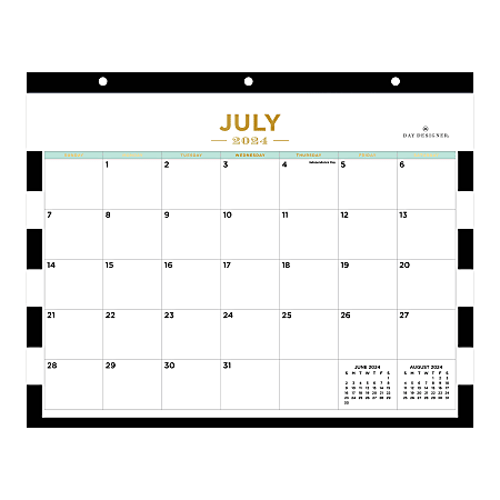 2024-2025 Day Designer Rugby Stripe Academic Monthly Tablet Calendar, 11" x 8-3/4", Black, July to June