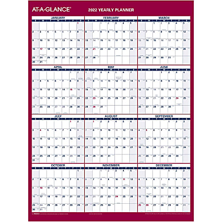 AT-A-GLANCE® Reversible Erasable Compact Wall Calendar, 12" x 16", January To December 2022, PM330B28