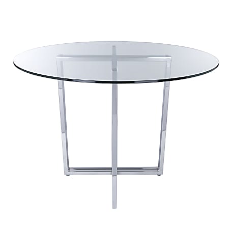 Eurostyle Legend Round Dining Table, 30”H x 36”W x 36”D, Clear/Chrome