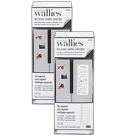Wallies Dry-Erase Weekly Wall Calendars, 9" x 25", White, Pack Of 2 Calendars
