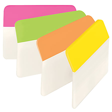 Post-it® Durable Hanging File Folder Tabs, Angled, 2" x 1 1/2", Assorted Colors, Pack Of 24