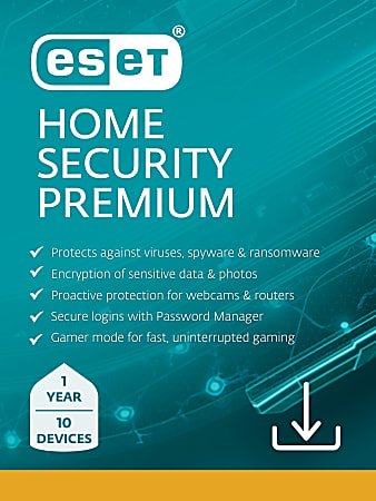 ESET Home Security Premium 2025, 10 Devices, 1 YR Subscription, PC, Download