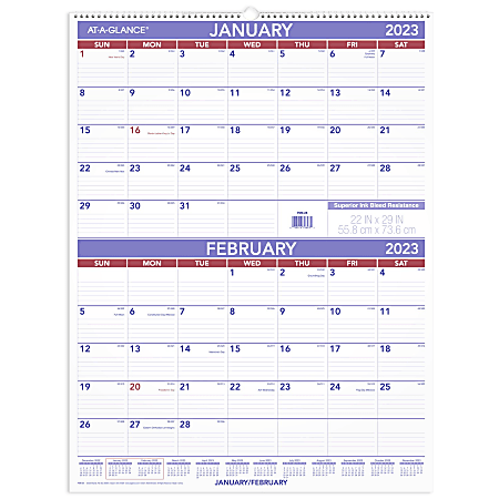 AT-A-GLANCE Two Month 2023 RY Wall Calendar, Large, 22" x 29"