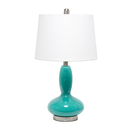 Lalia Home Glass Dollop Table Lamp, 23-1/2"H, White Shade/Teal Base