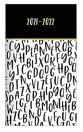 Office Depot® Brand Fashion Monthly Academic Planner, 3-1/2" x 6", Alphabet, July 2021 To June 2022, NS35620A