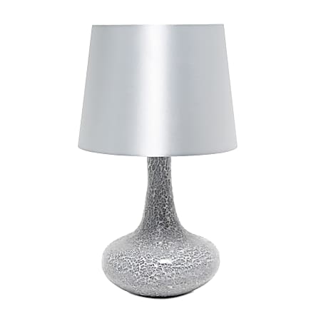 Simple Designs Mosaic Tiled Glass Genie Table Lamp, 14-1/4"H, Gray Shade