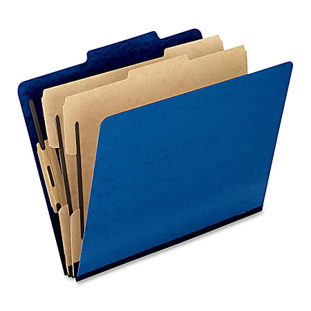 Oxford® Pressboard Classification Folders, Letter Size, 2" Expansion, 65% Recycled, Dark Blue, Box Of 10