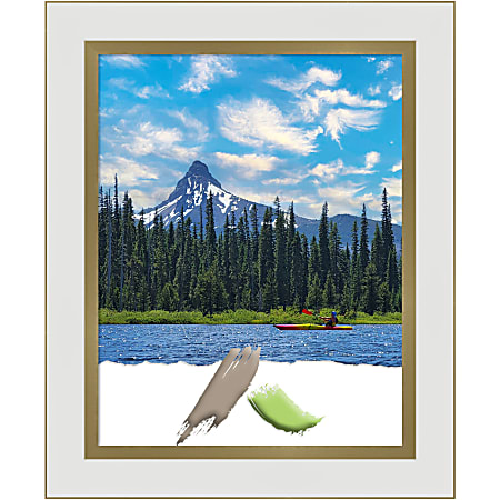 Amanti Art Eva White Gold Picture Frame, 14" x 17", Matted For 11" x 14"