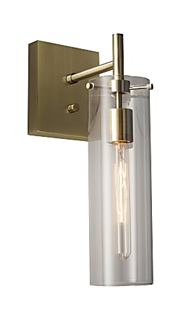 Adesso® Dalton Wall Lamp, 4-1/2"W, Clear Glass Shade/Brass Base