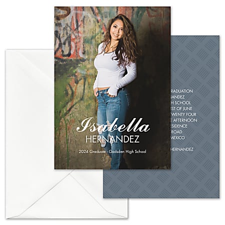 Custom Portrait Graduation Photo Announcements With Envelopes, 5" x 7", Happy Celebration, Box Of 25 Cards