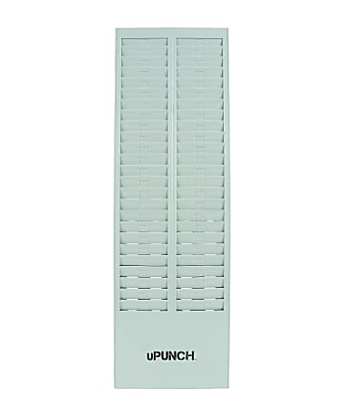 uPunch Time Card Rack, 50 Pockets, 27"H x 8.2"W x 1.4"D, Gray, HNTCR50