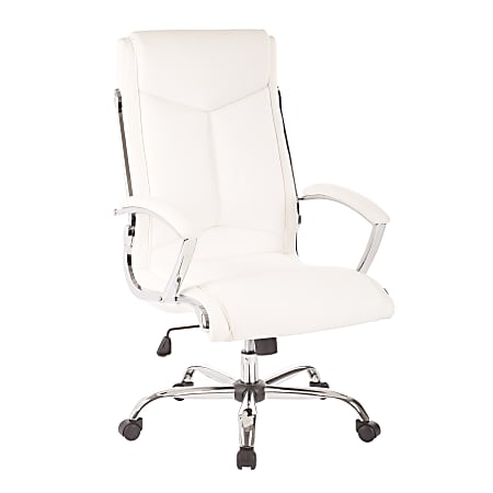 Office Star™ Work Smart™ Patterson Bonded Leather High-Back Chair, White