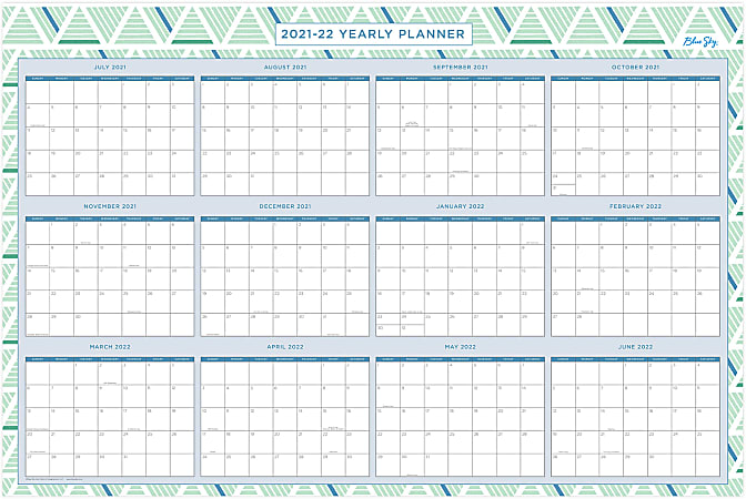 Blue Sky™ Laminated Wall Calendar, 36" x 24", Croix, July 2021 To June 2022, 135712