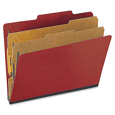 Oxford® Pressboard Classification Folders, Letter Size, 2" Expansion, 65% Recycled, Scarlet, Box Of 10