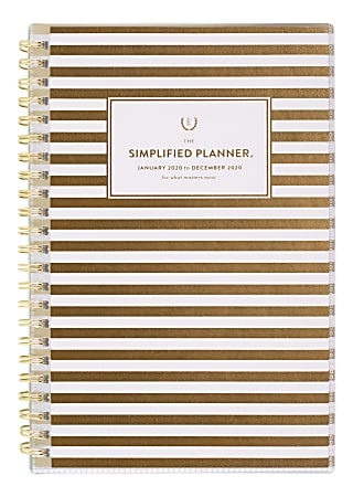 Emily Ley Simplified® Customizable Weekly/Monthly Planner, 5-1/2" x 8-1/2", Gold Stripe, January To December 2020, EL300-201  