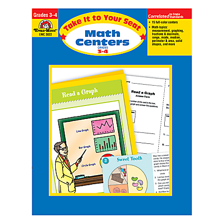 Evan-Moor® Take It To Your Seat Math Centers, Grades 3-4