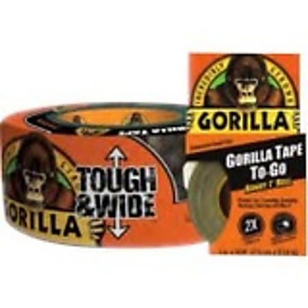 Gorilla Glue 25 yd. Tough & Wide Tape 4 pc. Counter/Shelf Display - 25 yd Length - 15 mil Thickness - Polycoated Cloth - Adhesive Backing - 4 / Pack - Black