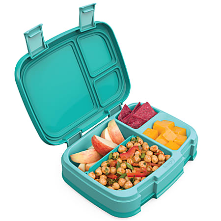 Bentgo Fresh 4 Compartment Bento Style Lunch Box 2 716 H x 7 W x 9 14 D Aqua Office Depot