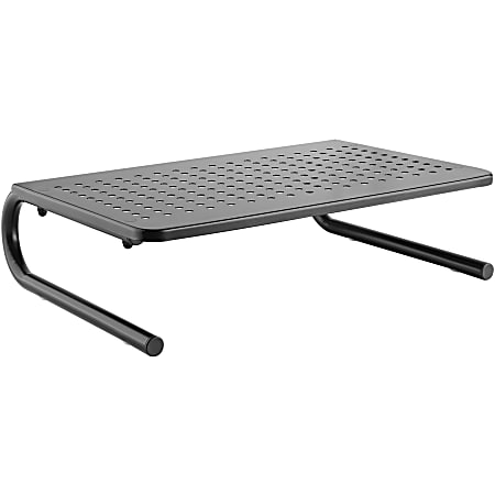 Lorell Monitor/Laptop Stand - 20 lb Load Capacity - 5.5" Height x 14.5" Depth - Desktop - Steel - Black - For Monitor, Notebook - Ventilated, Rubber Pad, Non-skid