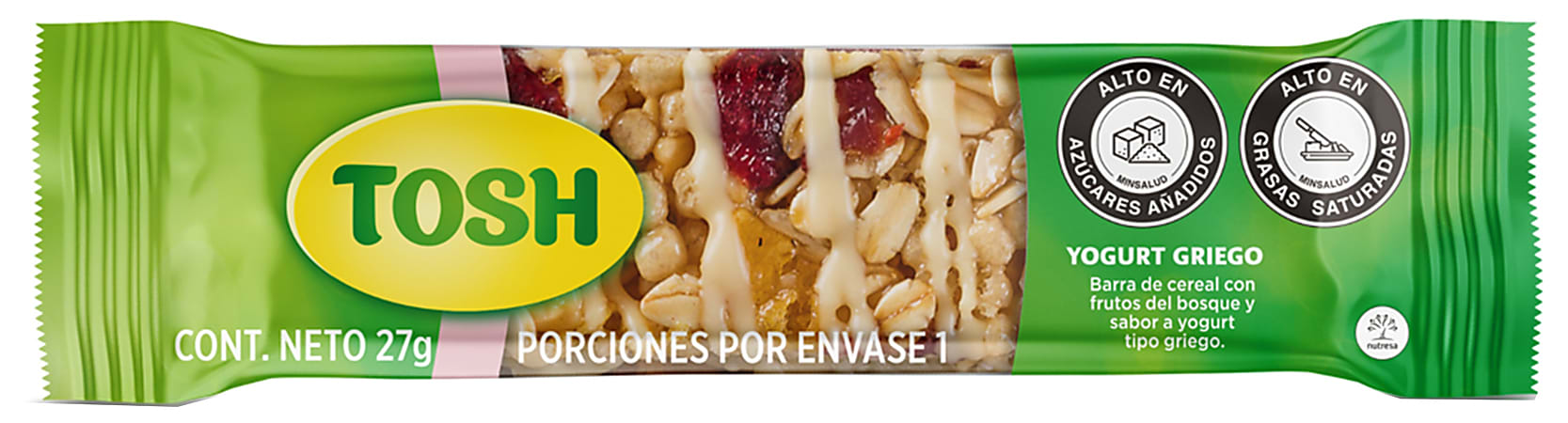 Tosh Nutritional Bar, Berries &amp; Yogurt, 0.95 Oz, Total Qty 1