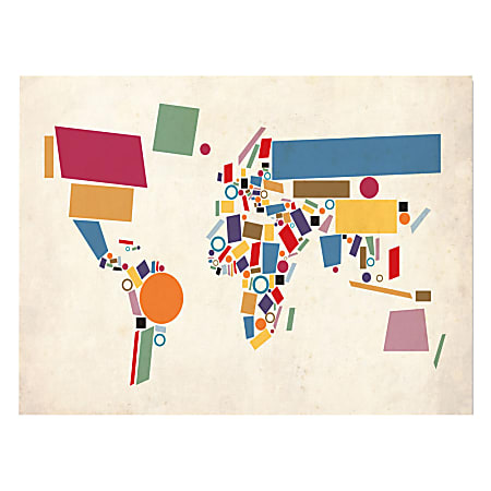 Trademark Fine Art Abstract Shapes World Map Canvas Art, 18" x 24"