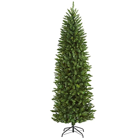 Nearly Natural Mountain Pine 78”H Slim Artificial Christmas Tree With Bendable Branches, 78”H x 29”W x 29”D, Green