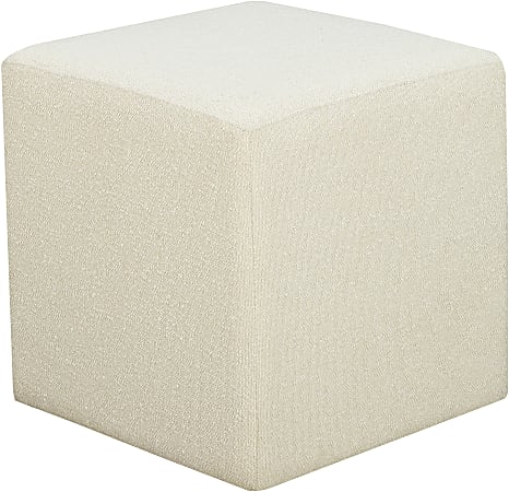 Lifestyle Solutions Brady Fabric Ottoman, 19”H x 18”W x 18”D, Ivory