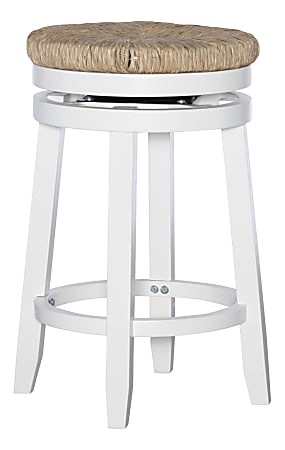Powell Mabon Backless Swivel Counter Stool, White/Natural Sea Grass