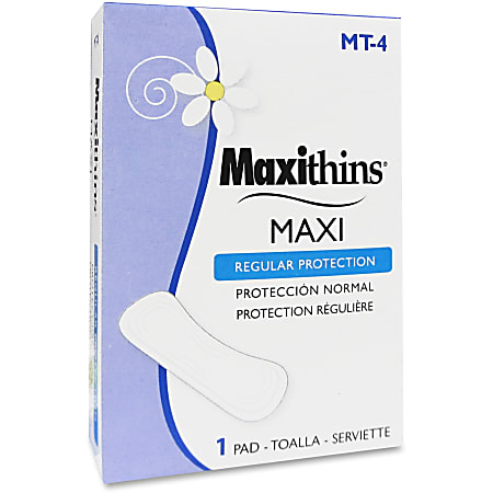 Hospeco MaxiThins Maxi Pads For Vending Machines, Maxi Absorbency, Carton Of 250 Pads