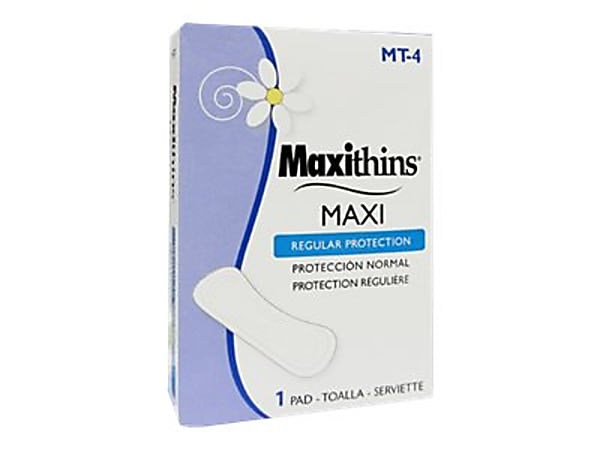 Hospeco MaxiThins Maxi Pads For Vending Machines, Maxi Absorbency, Carton Of 250 Pads